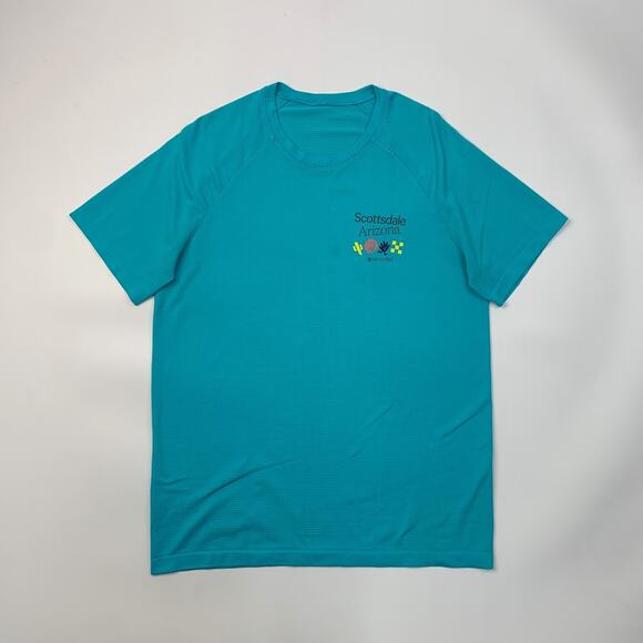 Lululemon T Shirt Men M Medium Jamaica Blue Scottsdale Arizona 10K Tour 2023 Run - Picture 2 of 9